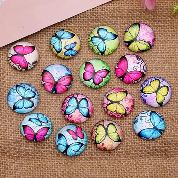 

20pc Crystal Glass Flatback Pendant Charms 3D Domes Seals Cabochon Butterfly Print Dome For Photo Craft Cameo DIY Jewelry Making