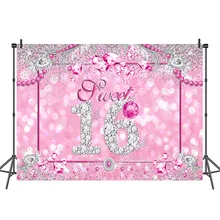 MEHOFOTO dulce 16th cumpleaños telón de fondo fotografía diamante Rosa Bokeh 16th cumpleaños atrezo para fotografía de fiesta cabina de estudio fondo(China)
