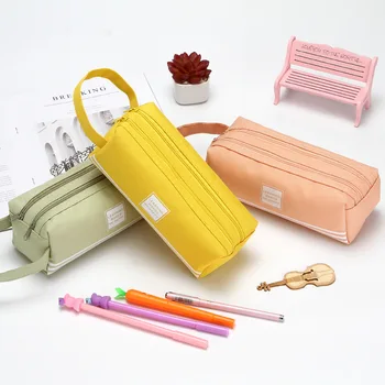 New Simple Single Color Stripes Double-Layer Pencil Case Student Creative Large-Capacity Portable Pencil Case Stall Supply
New Simple Single Color Stripes Double-Layer Pencil Case Student Creative Large-Capacity Portable Pencil Case Stall Supply