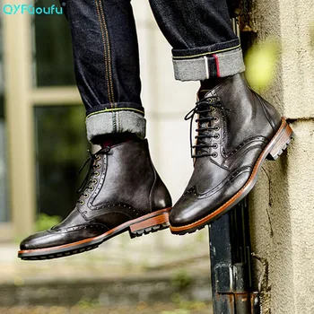 QYFCIOUFU New Men Martins Boots Genuine Leather Winter Lace Up Booties Men Ankle Boots Male Casual High-top Fashion Leather Boot
QYFCIOUFU New Men Martins Boots Genuine Leather Winter Lace Up Booties Men Ankle Boots Male Casual High-top Fashion Leather Boot