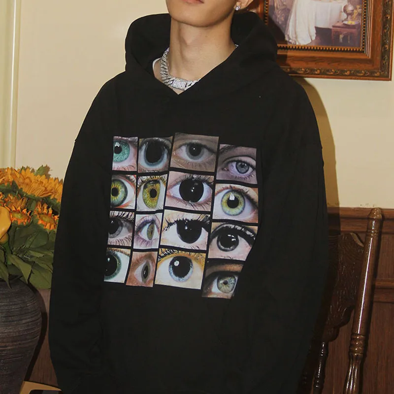 Женский свитшот с принтом глаза Y2K Осенний хлопковый пуловер в стиле Харадзюку