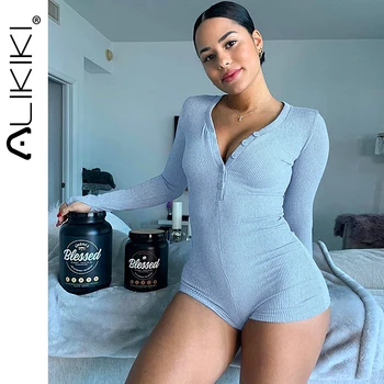 Sexy Button V Neck Knitted Onesies Pajamas Long Sleeve Mini Biker Shorts Rompers Women Jumpsuit Sleepwear Onesie
Sexy Button V Neck Knitted Onesies Pajamas Long Sleeve Mini Biker Shorts Rompers Women Jumpsuit Sleepwear Onesie