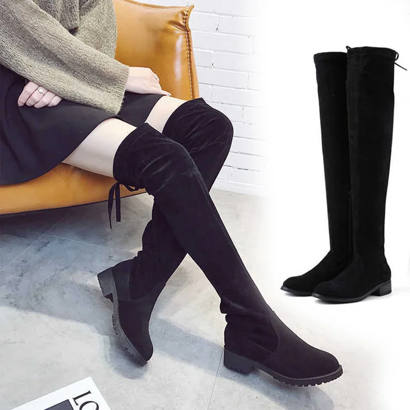 Fashion Women Knee Boots Faux Suede Autumn Winter Boots Thick Elastic Boots High Over the knee Boots Women Boots H66 
Fashion Women Knee Boots Faux Suede Autumn Winter Boots Thick Elastic Boots High Over the knee Boots Women Boots H66
