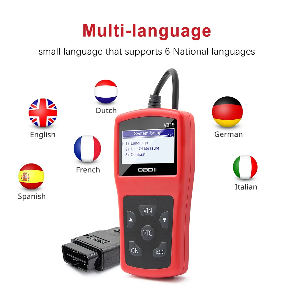 V319 Code Reader OBDII/EOBD Read/Clean Fault Code OBD OBD2 V319 ELM327 Car Auto Diagnostic Tool obd2 Scanner VS ELM 327
V319 Code Reader OBDII/EOBD Read/Clean Fault Code OBD OBD2 V319 ELM327 Car Auto Diagnostic Tool obd2 Scanner VS ELM 327