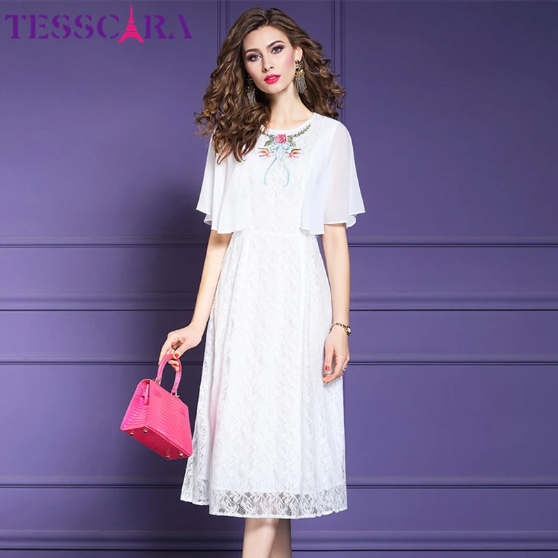 TESSCARA Women Summer Elegant Embroidery Lace Dress Female Wedding Party Robe Femme Designer High Quality Floral Girl Vestidos
TESSCARA Women Summer Elegant Embroidery Lace Dress Female Wedding Party Robe Femme Designer High Quality Floral Girl Vestidos