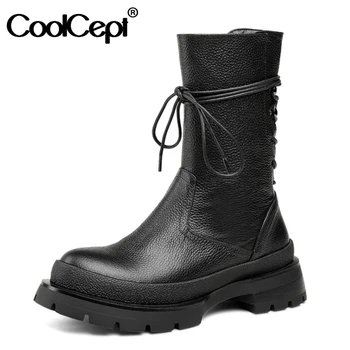 CoolCept Real Leather Women Mid Calf Boots Round Toe Cross Strap Zipper Shoes Winter Warm Boots Women Party Footwear Size 34-40
CoolCept Real Leather Women Mid Calf Boots Round Toe Cross Strap Zipper Shoes Winter Warm Boots Women Party Footwear Size 34-40