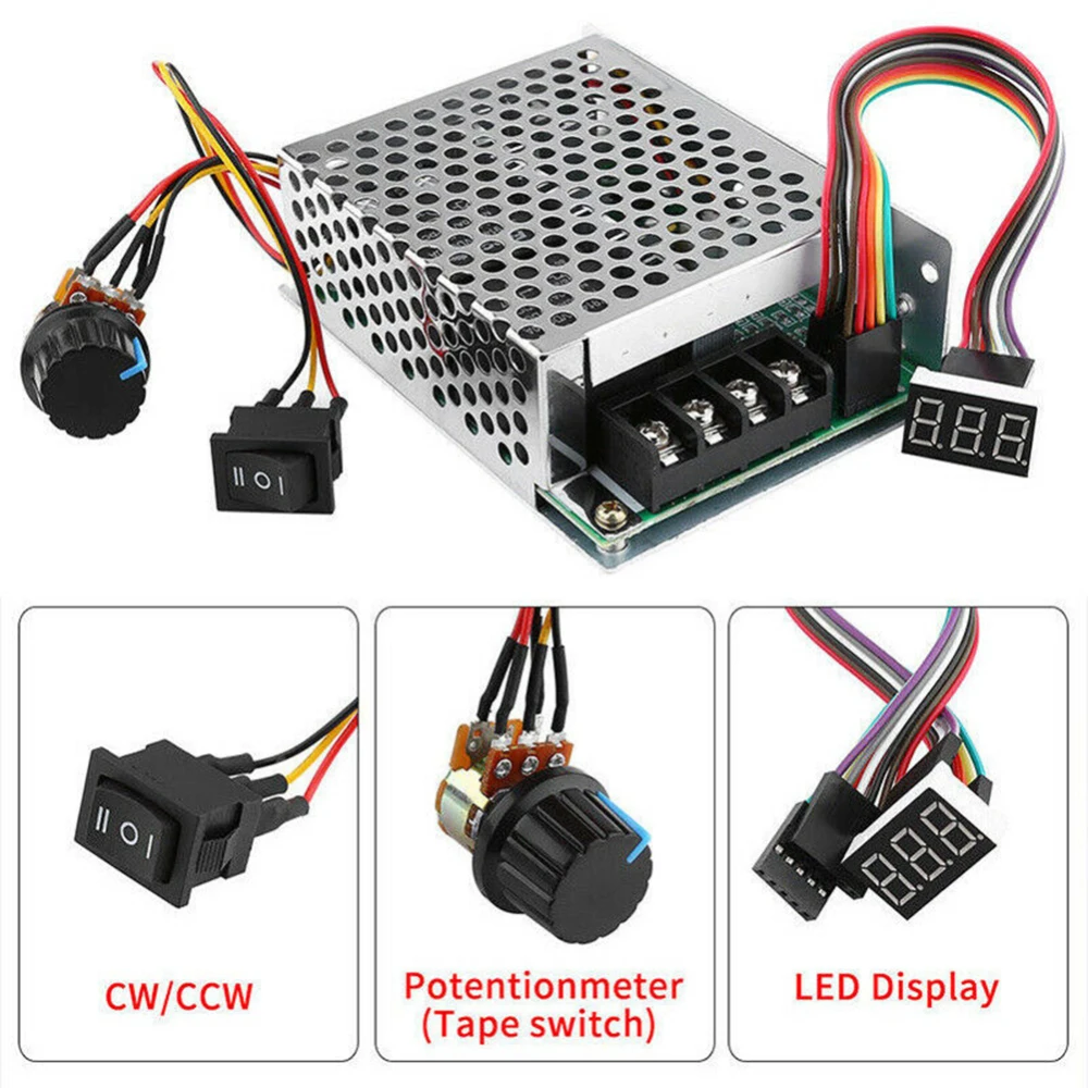 DC10-50V 12V 24V 36V 60A PWM Motor Speed Controller Reversible Switch Set DC Brush Motor Tools Accessories Supplies
DC10-50V 12V 24V 36V 60A PWM Motor Speed Controller Reversible Switch Set DC Brush Motor Tools Accessories Supplies