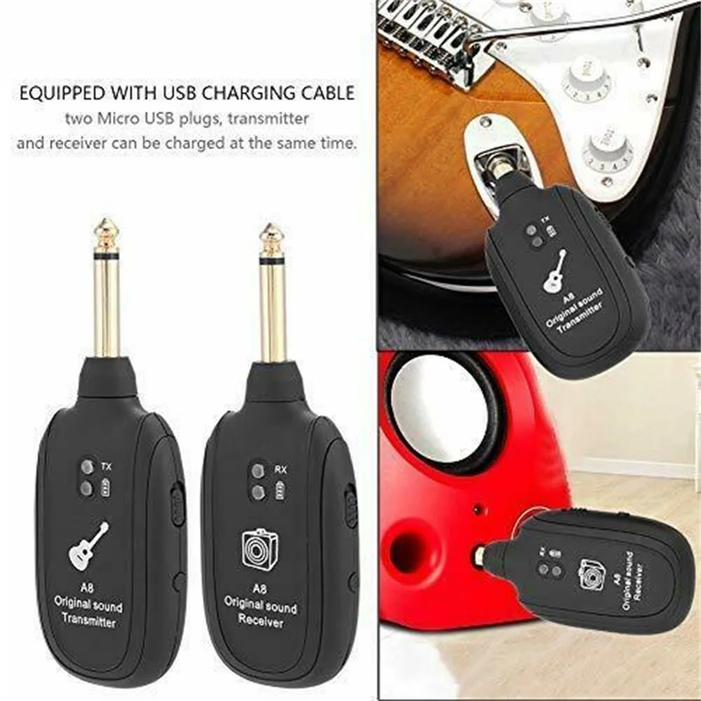 A8 Guitar Wireless System Transmitter Receiver Wireless Guitar Transmitter Built-in Rechargeable
A8 Guitar Wireless System Transmitter Receiver Wireless Guitar Transmitter Built-in Rechargeable