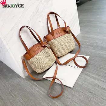 Portable Women Straw Knit Messenger Handbag Classic Texture Creative Design Chic PU Splicing Holiday Shoulder Totes
Portable Women Straw Knit Messenger Handbag Classic Texture Creative Design Chic PU Splicing Holiday Shoulder Totes