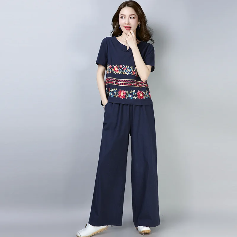 2019 New Style Ethnic-Style Cotton Linen Machine Embroidery Loose Tops Loose Pants Set
2019 New Style Ethnic-Style Cotton Linen Machine Embroidery Loose Tops Loose Pants Set