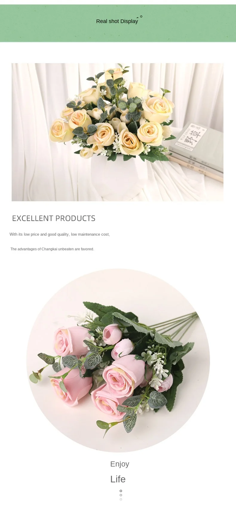 Generic Bride Holding Vintage Flowers Silk White Roses Artificial