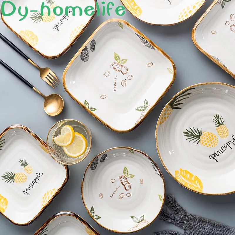 Japanese Style Ins Multi-size Multi-pattern Square Round Ceramic Plate Restaurant Kitchen Household Bone China Western Plate
Japanese Style Ins Multi-size Multi-pattern Square Round Ceramic Plate Restaurant Kitchen Household Bone China Western Plate