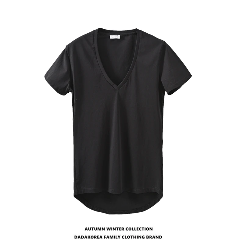 DADAKOREA summer solid color front short back long deep V-neck sexy men's short-sleeved t-shirt irregular undershirt T-shirt
DADAKOREA summer solid color front short back long deep V-neck sexy men's short-sleeved t-shirt irregular undershirt T-shirt