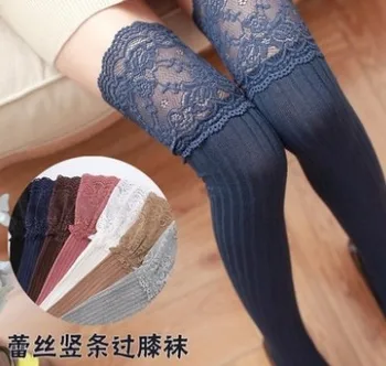 Lace Hose Knee Socks Anti-slip Legs Foot Sock Japanese-style Students Spring and Autumn Cotton Vertical Striped Boots Socks 
Lace Hose Knee Socks Anti-slip Legs Foot Sock Japanese-style Students Spring and Autumn Cotton Vertical Striped Boots Socks