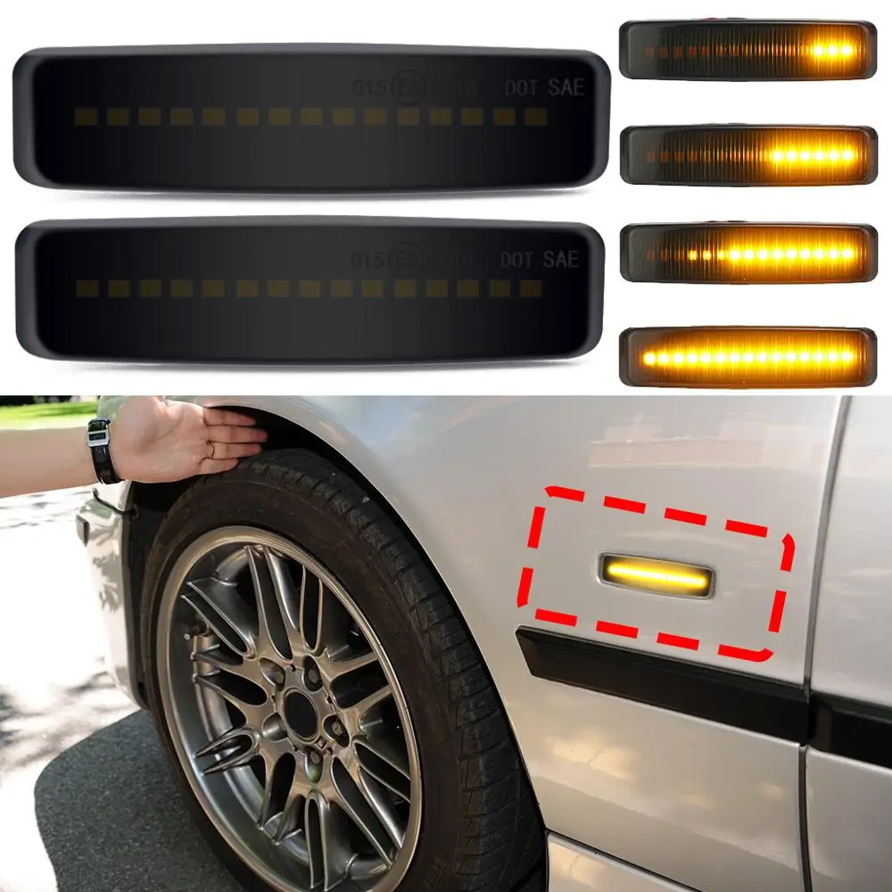 2pcs Yellow Dynamic Led Marker Light Car Fender Side Sequential Flowing Turn Signal Light Car Styling For BMW E39 Accessories
2pcs Yellow Dynamic Led Marker Light Car Fender Side Sequential Flowing Turn Signal Light Car Styling For BMW E39 Accessories
