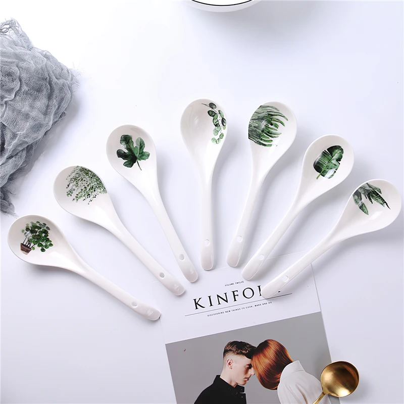 1 Pcs Ceramic Soup Spoon Nordic Green Plants 22.5cm White Ins Big Rice Scoop Tableware Household Kitchen Supplies Dinnerware 
1 Pcs Ceramic Soup Spoon Nordic Green Plants 22.5cm White Ins Big Rice Scoop Tableware Household Kitchen Supplies Dinnerware