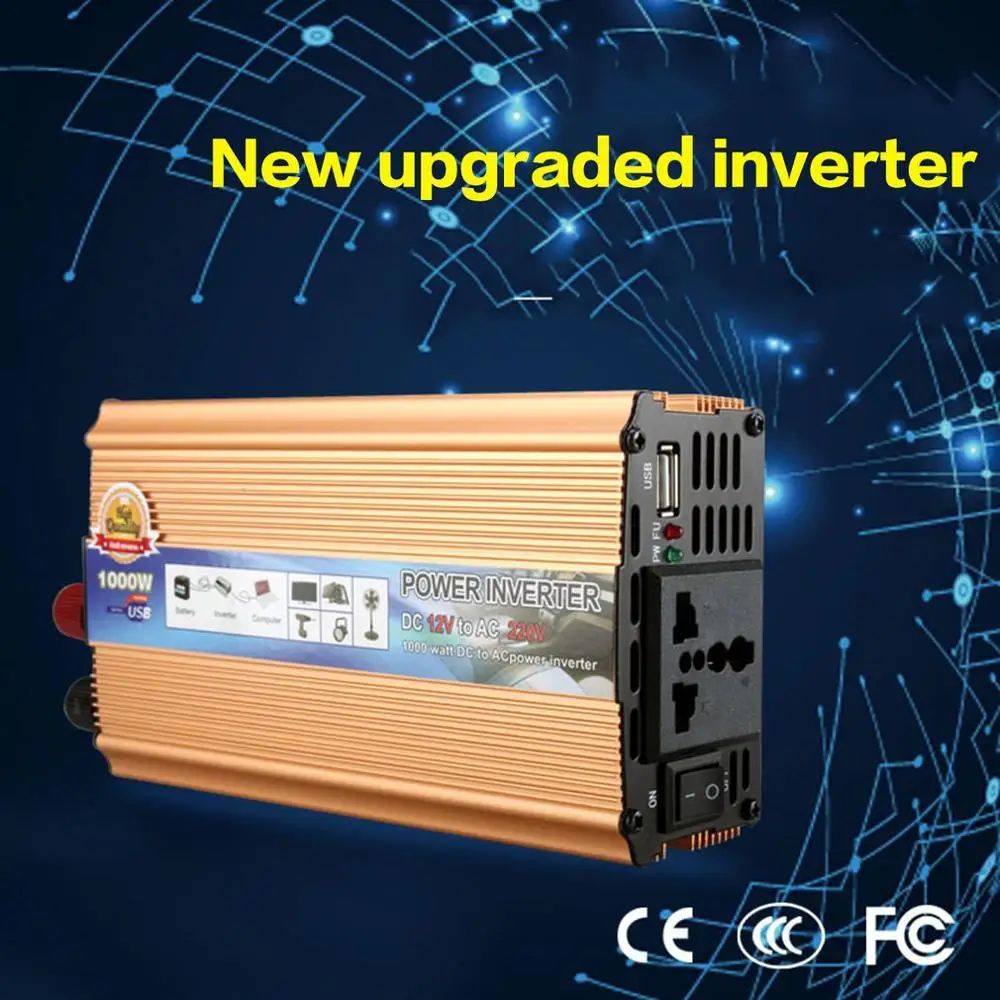 Modified Sine Wave Inverter DC 12/24V to AC 220V 1000W with Universal Socket USB Port for Car Solar Power Inverter
Modified Sine Wave Inverter DC 12/24V to AC 220V 1000W with Universal Socket USB Port for Car Solar Power Inverter