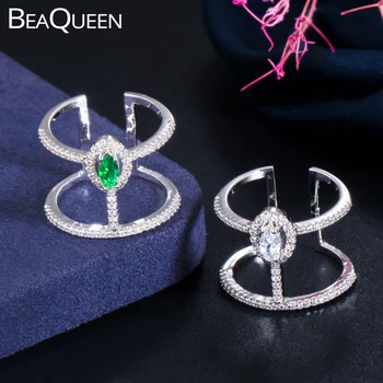 BeaQueen Adjustable Size Green and White Cubic Zirconia Paved Setting Engagement Party Open Rings Women Jewelry Accessories R107
BeaQueen Adjustable Size Green and White Cubic Zirconia Paved Setting Engagement Party Open Rings Women Jewelry Accessories R107