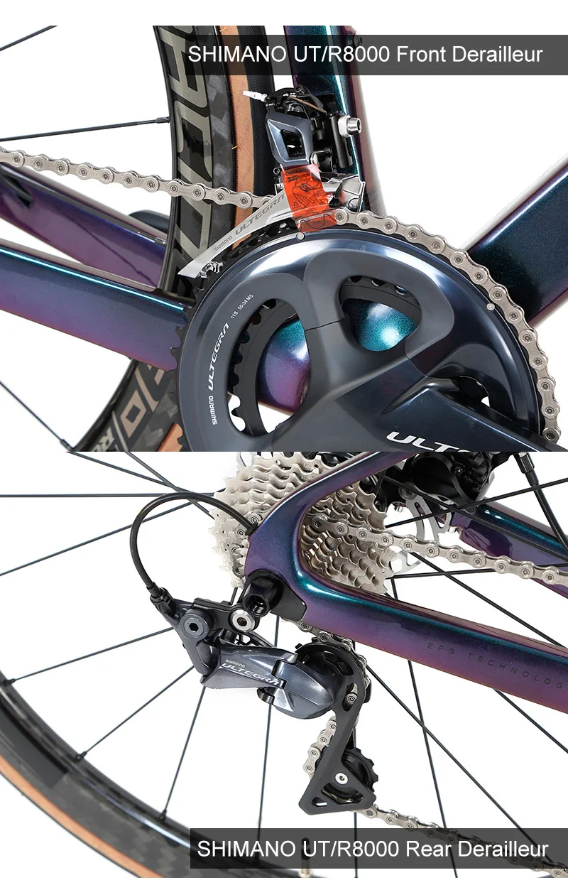 TWITTER 700c Carbon Road Bike disc Brake thru-axle Carbon Wheels UT R8000 22 Speed inner cable Carbon Race Bicycle Gravel Bikes