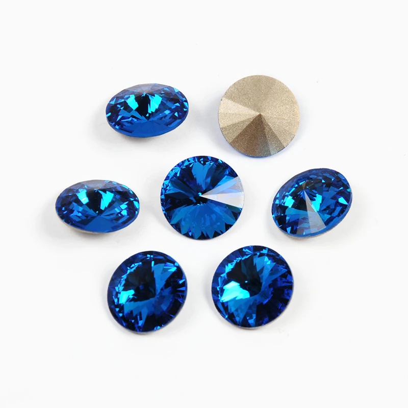 

YANRUO 1122 All Sizes Capri Blue Rivoli Sew On Rhinestones Crystal Strass Point Back Fancy Stones For Clothes Decoration