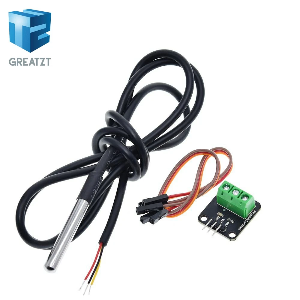 DS18B20 Temperature Sensor Module Kit Waterproof 100CM Digital Sensor Cable Stainless Steel Probe Terminal Adapter For Arduino
DS18B20 Temperature Sensor Module Kit Waterproof 100CM Digital Sensor Cable Stainless Steel Probe Terminal Adapter For Arduino