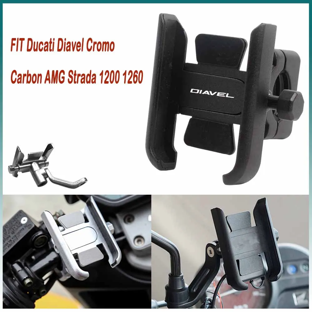 

For Ducati Diavel Cromo Carbon AMG Strada 1200 1260 Handlebar Mobile Phone Holder GPS stand bracket Motorcycle