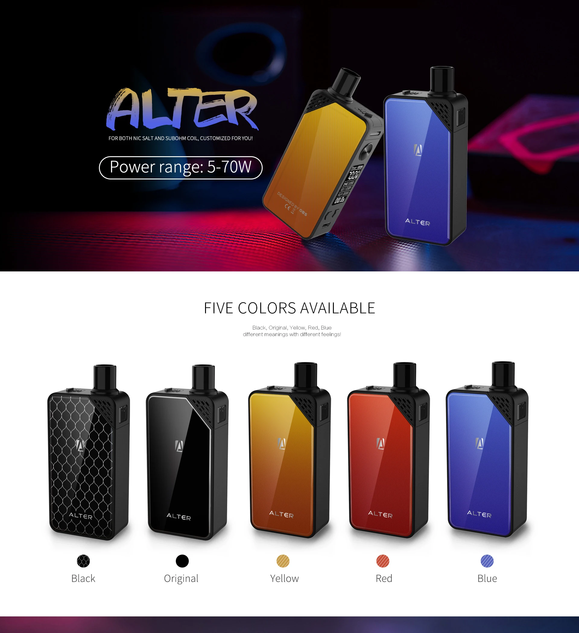 OBS Alter Pod Vape Kit 70W