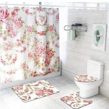 Flower Pattern Polyester Waterproof Shower Curtains Non-slip bathroom Mat carpet bathroom set with shower curtain
Flower Pattern Polyester Waterproof Shower Curtains Non-slip bathroom Mat carpet bathroom set with shower curtain
