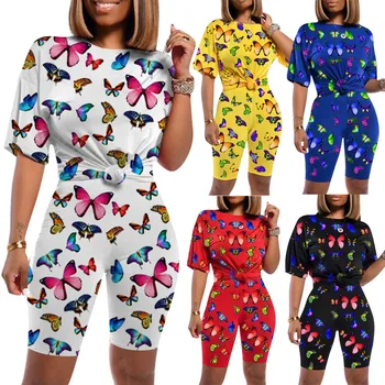 Casual fashion summer Women pajamas пижама женская Summer Butterfly Print Sleeves And Shorts 2 Piece Sports Suit h4 
Casual fashion summer Women pajamas пижама женская Summer Butterfly Print Sleeves And Shorts 2 Piece Sports Suit h4