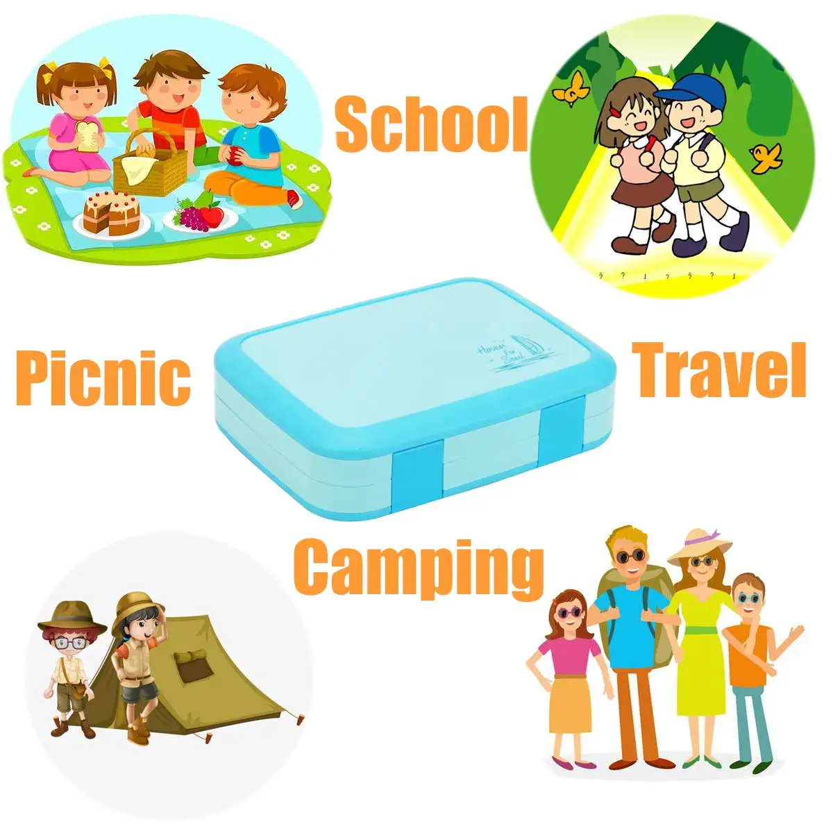 box kids bento box leak-proof food container 5 compartments with