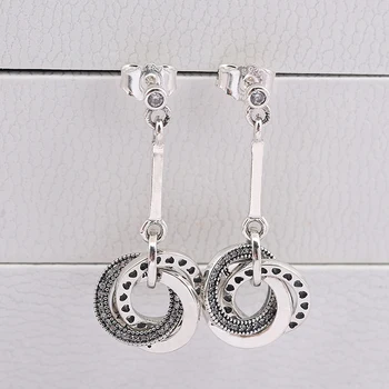 

Authentic 925 Sterling Silver Earring Interlocking Circle Openwork Heart Studs Earring For Women Wedding Gift Jewelry