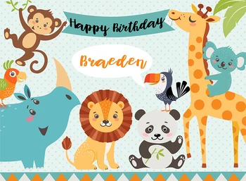 BEIPOTO custom Jungle Safari Photography Backdrops Cartoon Animals Backdrop Happy Birthday Background Fauna Wildlife Zoo Party