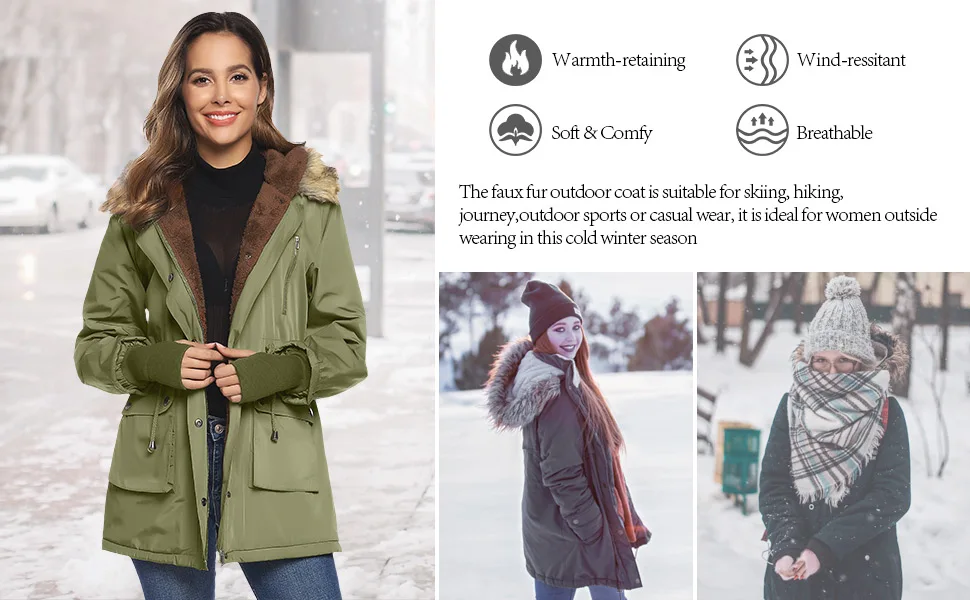 Grace Karin Women Parka Winter Warm Jacket Outwear Faux Fur Hooded Coat Fleece Lined Womens Winter Clothes Jacket and Coat Parka Grace Karin Women Parka Winter Warm Jacket Outwear Faux Fur Hooded Coat Fleece Lined Womens Winter Clothes Jacket and Coat Parka
