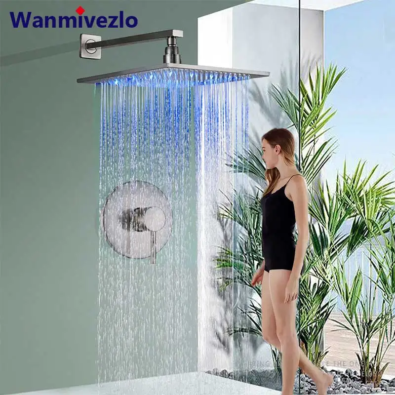 Wall Mount Bathroom Rain Shower Faucets Set Concealed LED Light Nickel Shower System Bathtub Shower Mixer Faucet Tap Mixer Valve
Wall Mount Bathroom Rain Shower Faucets Set Concealed LED Light Nickel Shower System Bathtub Shower Mixer Faucet Tap Mixer Valve