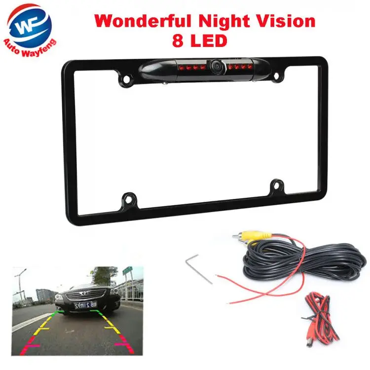 

High Quality 170 Angle CCD 8 IR Night Car Rear View Backup Camera For US License Plate Frame Car Camera