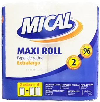 Mical - Maxi Roll - Papel de cocina extralargo - 2 rollos 
Mical - Maxi Roll - Papel de cocina extralargo - 2 rollos