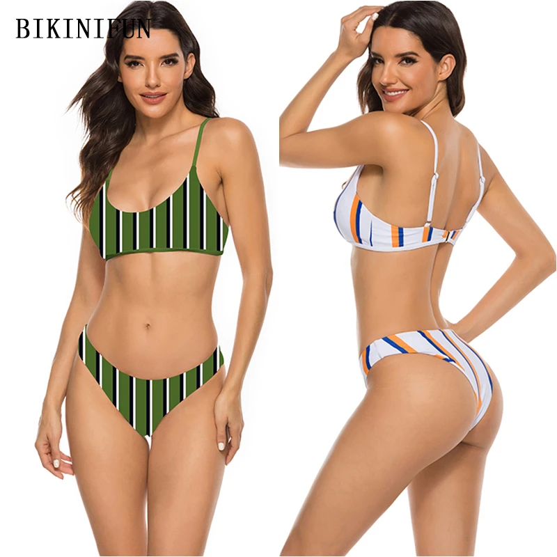 2020 New Sexy Stripped Print Swimsuit Women Scoop Neck Swimwear Backless Bathing Suit S-L Girl Low Waist Beachwear Bikini Set 
2020 New Sexy Stripped Print Swimsuit Women Scoop Neck Swimwear Backless Bathing Suit S-L Girl Low Waist Beachwear Bikini Set