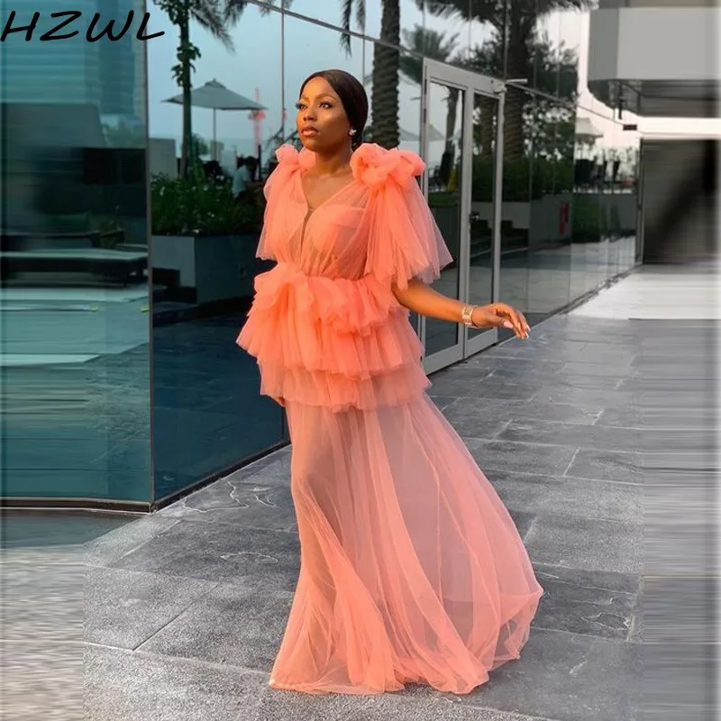 African Illusion Evening Dresses V Neck Half Sleeves Tiered Layers Tulle Prom Dress Cheap Maternity Photoshoot Vestidos
African Illusion Evening Dresses V Neck Half Sleeves Tiered Layers Tulle Prom Dress Cheap Maternity Photoshoot Vestidos
