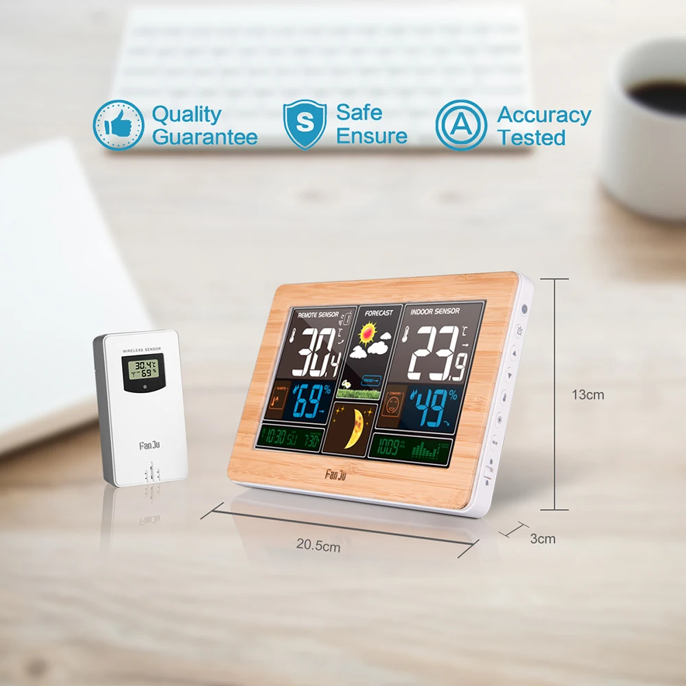 Weather Picture Alarm Clock with Outdoor Sensor Wireless Weather Station Large Screen Display Date Time Temperature Humidity
Weather Picture Alarm Clock with Outdoor Sensor Wireless Weather Station Large Screen Display Date Time Temperature Humidity