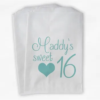 Sweet 16 Birthday Personalized Candy Buffet Bags -Robin's Egg Blue Heart Custom Favor Bags - 25 Paper Treat Bags
Sweet 16 Birthday Personalized Candy Buffet Bags -Robin's Egg Blue Heart Custom Favor Bags - 25 Paper Treat Bags