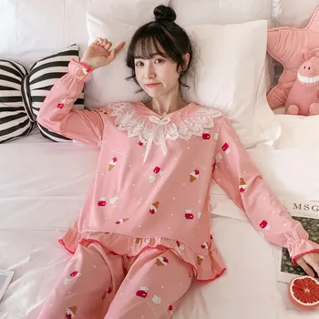 2020 New Arrival Pajamas For Women Cotton Made With Lace Casual Pyjama Sets For Girls Loose Comfortable Home Suits For Spring
2020 New Arrival Pajamas For Women Cotton Made With Lace Casual Pyjama Sets For Girls Loose Comfortable Home Suits For Spring