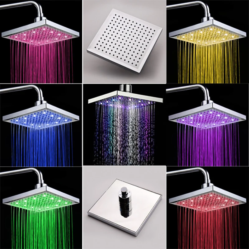 7 color Square Rainfall LED Changing Shower Head Adjudtable Water Flow Spray Temperature Sensor Chrome Finish
7 color Square Rainfall LED Changing Shower Head Adjudtable Water Flow Spray Temperature Sensor Chrome Finish