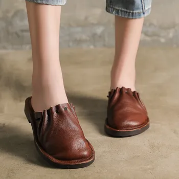 Women Leather Mules Soft Slippers Low Heels Summer Shoes For Women Coffee Indoor Slippers Retro Handmade Genuine Leather Shoes
Women Leather Mules Soft Slippers Low Heels Summer Shoes For Women Coffee Indoor Slippers Retro Handmade Genuine Leather Shoes