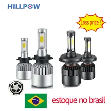 ブラジル在庫車ヘッドライト H7 led H4 H1 9007 9005 H3 H13 9004 880 72 ワット 8000LM 12 v 自動ヘッドランプ 6500 電球シルバーガンメタル(China)