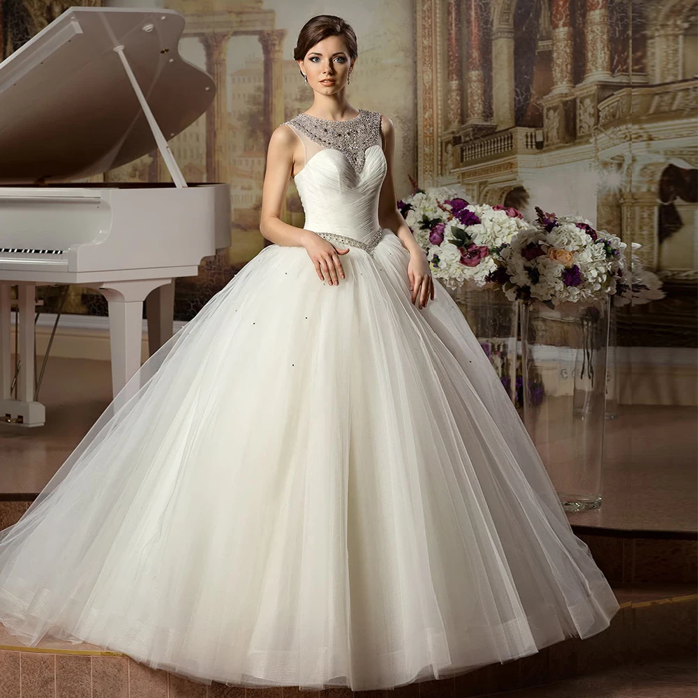Princess Shiny Tulle Ball Gown Wedding Dresses Plus Size Vestido De Noiva Princesa Full Shiny Beading Crystal Pleat Bridal Dress
Princess Shiny Tulle Ball Gown Wedding Dresses Plus Size Vestido De Noiva Princesa Full Shiny Beading Crystal Pleat Bridal Dress