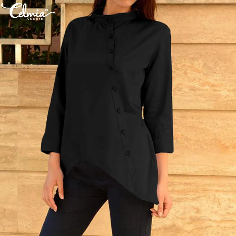 Plus Size Stylish Tops Women Asymmetrical Tunic Shirt Celmia Summer Cotton Linen Blouses Casual Button Loose 3/4 Sleeve Blusas
Plus Size Stylish Tops Women Asymmetrical Tunic Shirt Celmia Summer Cotton Linen Blouses Casual Button Loose 3/4 Sleeve Blusas