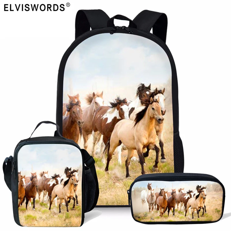 ELVISWORDS Cool Horse Printing School Bags 3pcs/Set Book Bags For Boys Girls School Backpack Travel Shoulder Bag Mochila Escolar
ELVISWORDS Cool Horse Printing School Bags 3pcs/Set Book Bags For Boys Girls School Backpack Travel Shoulder Bag Mochila Escolar