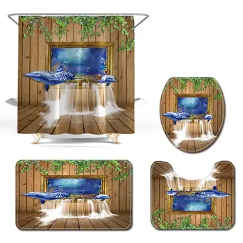 Shower Curtain MatBathroom Mat Set Partition Curtain Non Slip Rugs Carpet for Bathroom Toilet Bath Modern Rug Dolphin Printed 
Shower Curtain MatBathroom Mat Set Partition Curtain Non Slip Rugs Carpet for Bathroom Toilet Bath Modern Rug Dolphin Printed