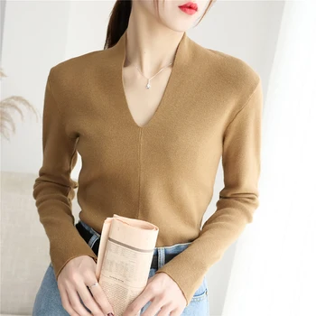 New V-neck Sexy Knitted Sweater Women Slim Winter Pullover Female Sweater Long Sleeve Women Tops Pull Femme
New V-neck Sexy Knitted Sweater Women Slim Winter Pullover Female Sweater Long Sleeve Women Tops Pull Femme