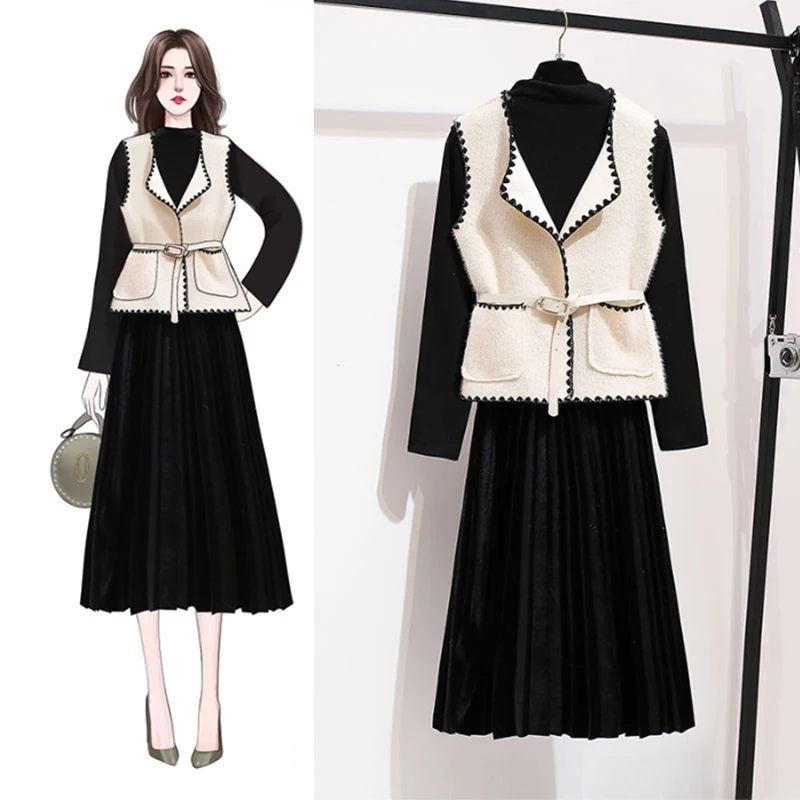 YOSO Winter Female Korean Temperament Suit Small Fragrant Wind Vest Coat + Long Paragraph Long-Sleeved Pleated Dress Two-Piece
YOSO Winter Female Korean Temperament Suit Small Fragrant Wind Vest Coat + Long Paragraph Long-Sleeved Pleated Dress Two-Piece
